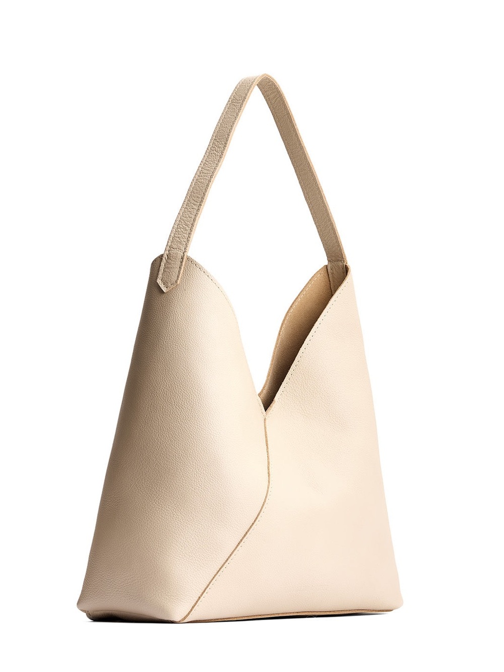 Portland Leather Pebbled Bone Cream Oversized Shoulder Hobo Bag - Picture 5 of 7